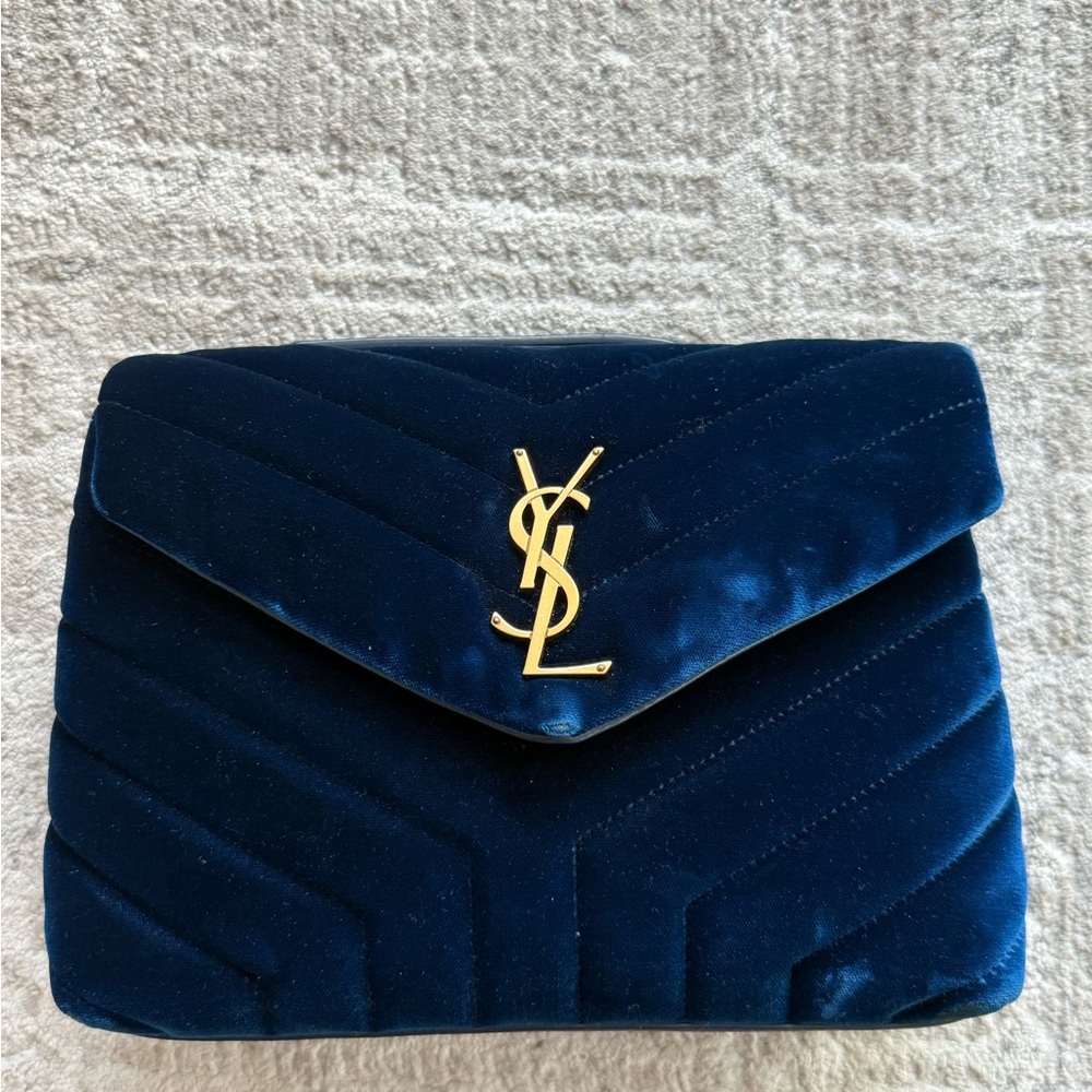 Yves Saint Laurent Blue Velvet Small Loulou